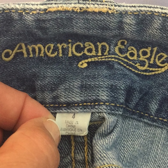 {American Eagle}Sz 4 Distressed JeanMiniSkirt - Picture 3 of 4